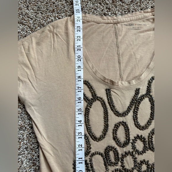 New York & Company Tee Women’s Tan Fitted Polo T-Shirt Size Small - Picture 6 of 6